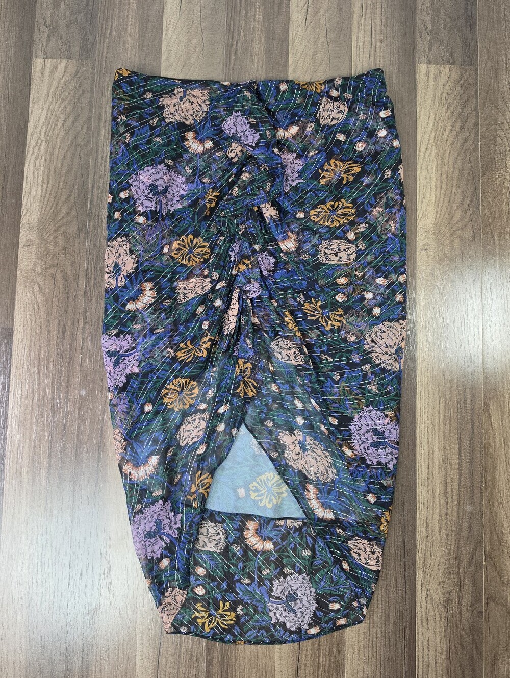 Veronica Beard Hazel Ruched Silk Metallic Floral Asymmetrical Ruffle Skirt. 12